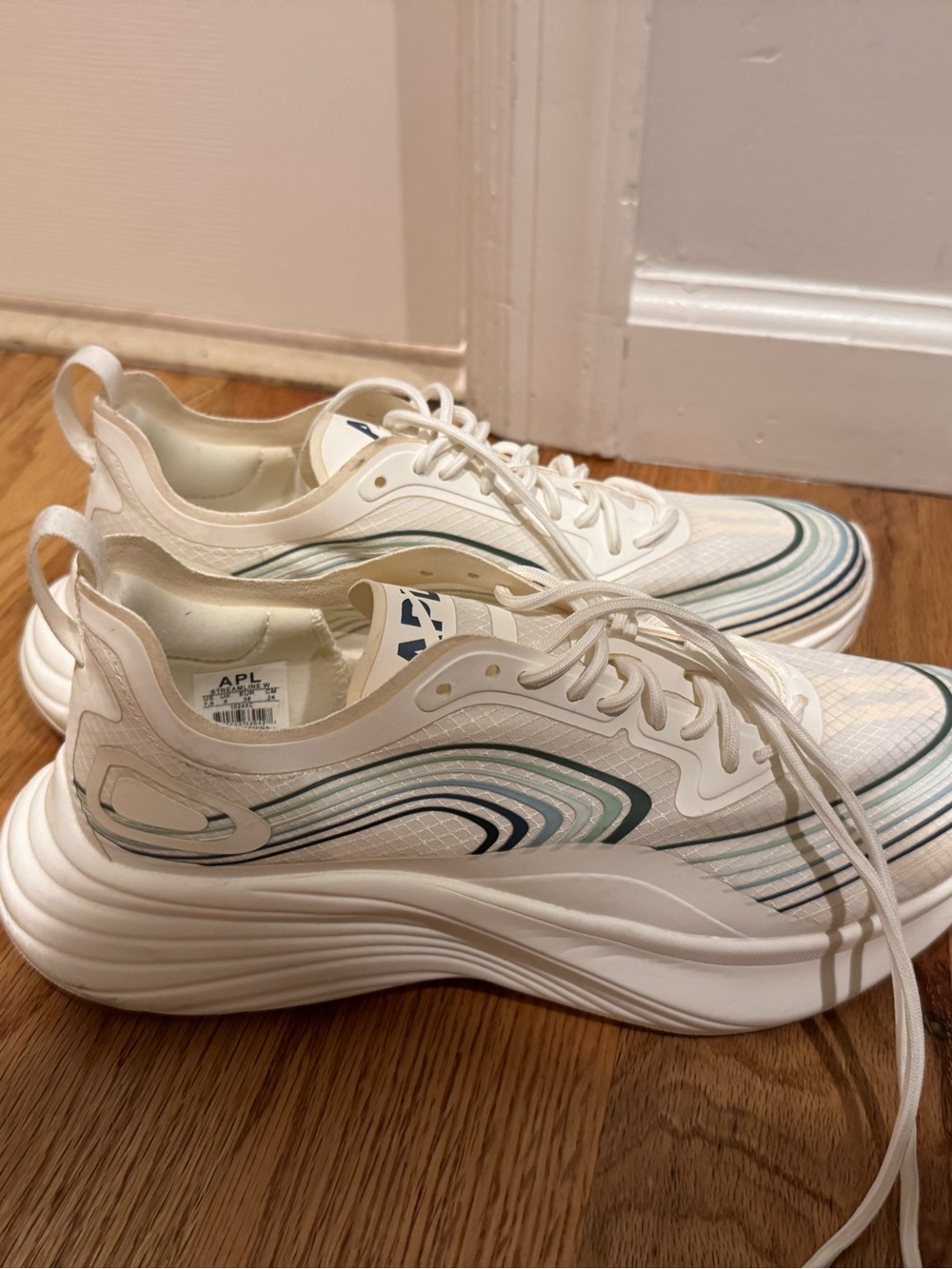 APL Streamline Sneakers | Women’s 7.5 | Ivory/Aqua/Multi - Picture 2 of 5